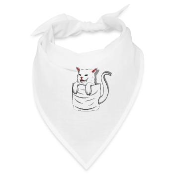 Cat Meme Woman, die bei Tisch Abendessen-Tasche kreischt - Bandana - Weiß - Vorne