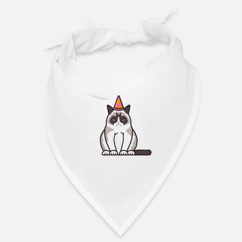 Grumpy, grim cat with party hat Bandana