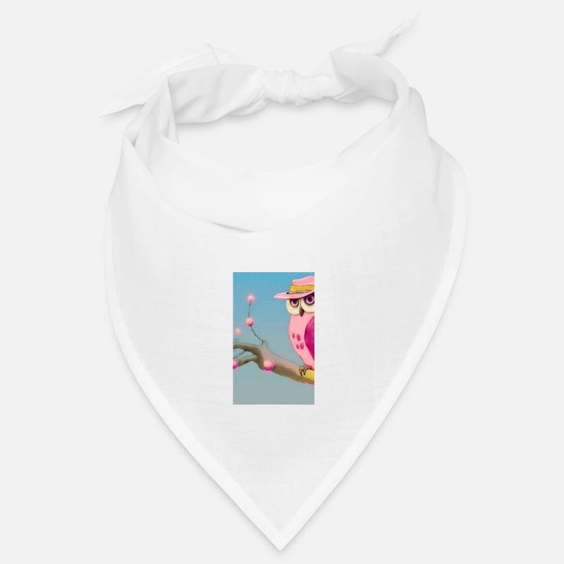 Eule mit Hut - Bandana - Weiß