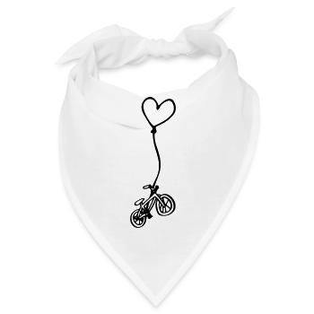 Fahrrad mit Herz am Seil - Bandana - Weiß - Vorne