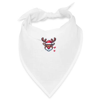 8 Bit Weihnachts Rentierkopf - Bandana - Weiß - Vorne
