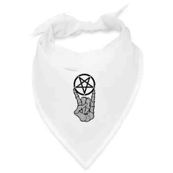 Metalhand Pommesgabel mit Pentagramm - Bandana - Weiß - Vorne