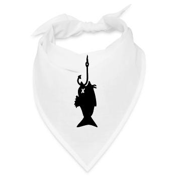 Fisch am Haken / fish on the hook (1c) - Bandana - Weiß - Vorne