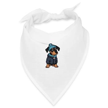 Doberman Hund Stylisch - Bandana - Weiß - Vorne