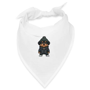 Rottweiler Hund Stylisch - Bandana - Weiß - Vorne