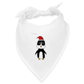 Pinguin feiert Weihnachten - Bandana - Weiß - Vorne