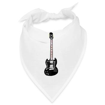 Gitarre /E-Gitarre in schwarz - Bandana - Weiß - Vorne