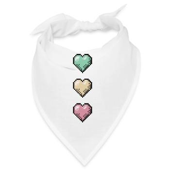 Retro Pixel Art Hearts Stack - Bandana - Weiß - Vorne