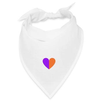 Zweifarbiges Herz lila-orange - Bandana - Weiß - Vorne