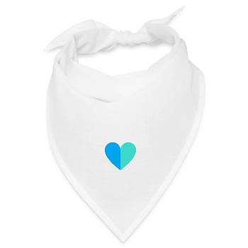 Zweifarbiges Herz blau-türkis - Bandana - Weiß - Vorne
