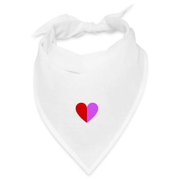 Zweifarbiges Herz dunkelrot-pink - Bandana - Weiß - Vorne