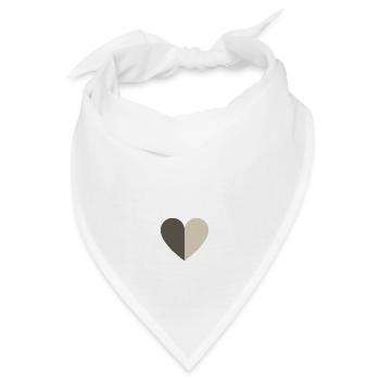 Zweifarbiges Herz braun-beige - Bandana - Weiß - Vorne
