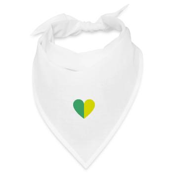 Zweifarbiges Herz grün-gelb - Bandana - Weiß - Vorne