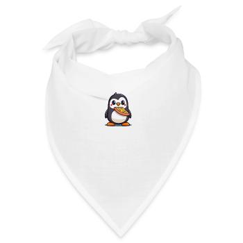 Pinguin süß mit Pizza - Bandana - Weiß - Vorne
