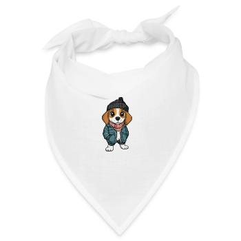 Beagle Hund Stylisch - Bandana - Weiß - Vorne