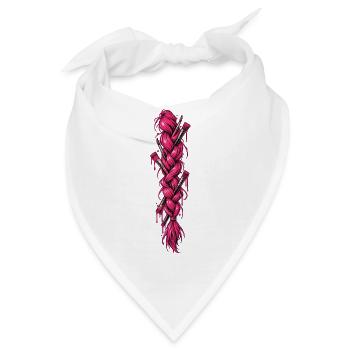 Pinker Zopf mit Pinsel - Bandana - Weiß - Vorne