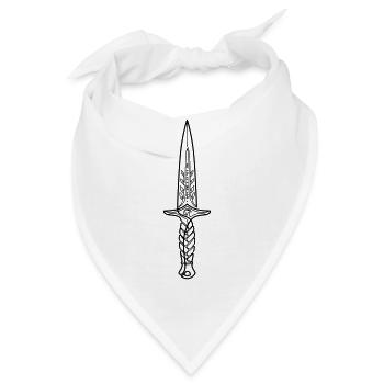 Minimalistisches schwarz-weiß Dolch-Line Art - Bandana - Weiß - Vorne