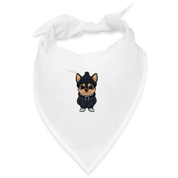 Pinscher Hund Stylisch - Bandana - Weiß - Vorne