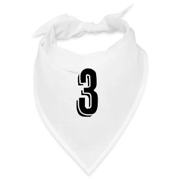 Trikotnummer 3 - Zahl - Drei - Bandana - Weiß - Vorne