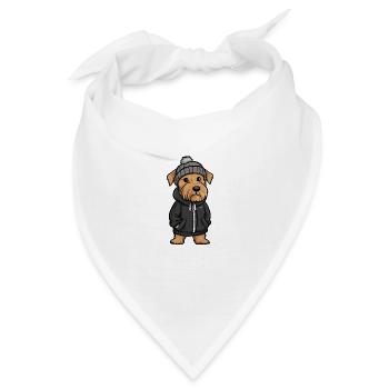 Airedale Terrier Hund Stylisch - Bandana - Weiß - Vorne