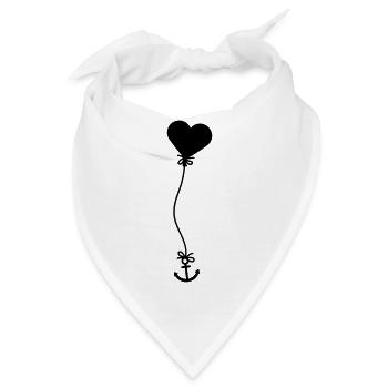 anker herz luftballon fliegen himmel liebe boot sc - Bandana - Weiß - Vorne