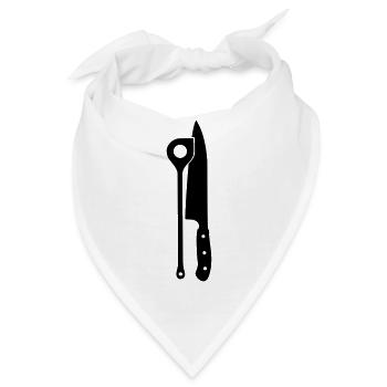 Kochlöffel & Messer - Bandana - Weiß - Vorne