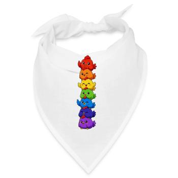  Rainbow Pride Chickens Gestapelt, Süßer Lgbtq - Bandana - Weiß - Vorne