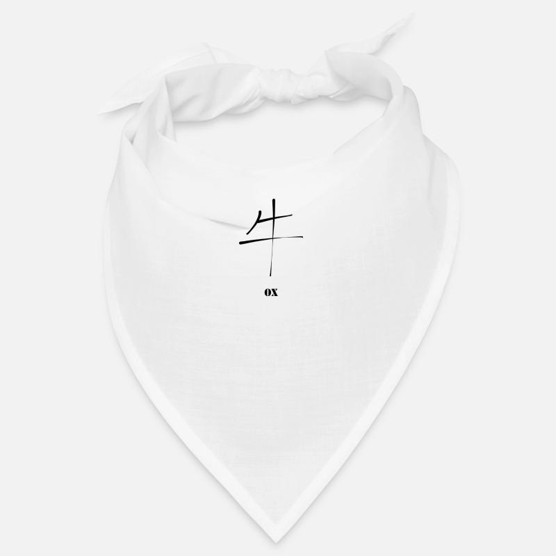 Chinesisches Kanji - Stier Sternzeichen - Bandana - Weiß