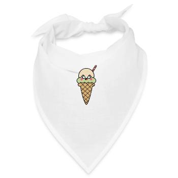 Eis süß Eistüte niedlich Eiscreme Geschenkidee - Bandana - Weiß - Vorne