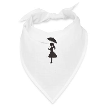 Silhouette des Mädchens mit dem Regenschirm - Bandana - Weiß - Vorne