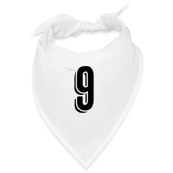 Trikotnummer Neun - Zahl - 9 - Bandana - Weiß - Vorne