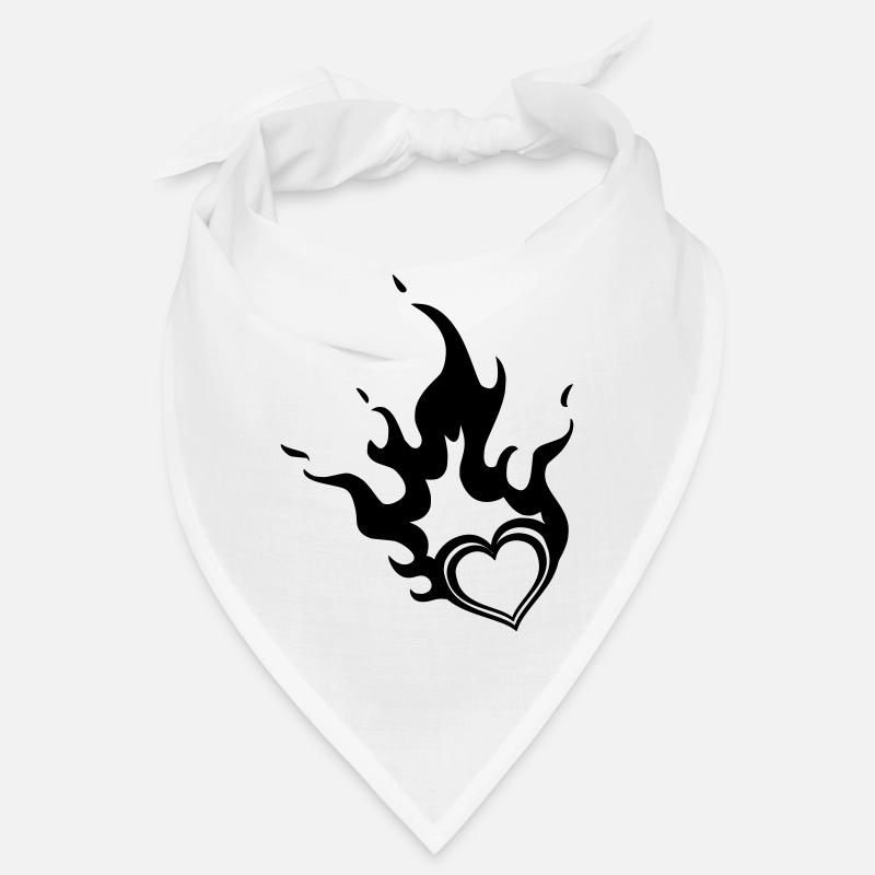 burning heart - Bandana - white