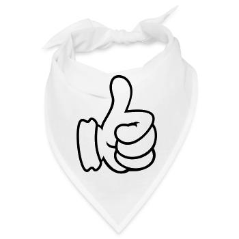 Daumen hoch / thumbs up (outline, 1c) - Bandana - Weiß - Vorne