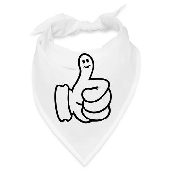 Smiley - Daumen hoch / thumbs up (outline, 1c) - Bandana - Weiß - Vorne