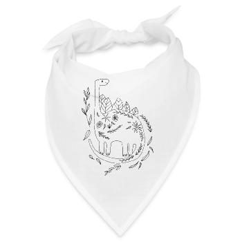 Langhals Dinosaurier Florales Design Geschenk - Bandana - Weiß - Vorne