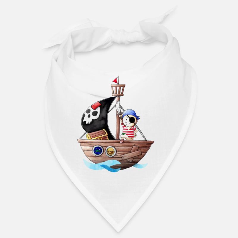 Petit pirate avec son bateau - Bandana - blanc