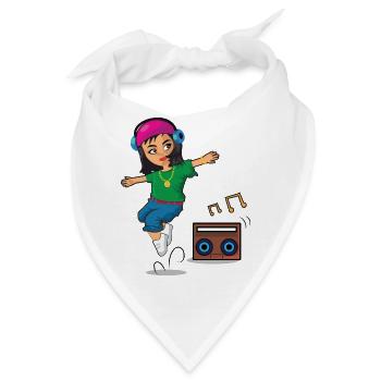 Hip Hop Girl tanzt mit Ghetto Blaster Breakdance - Bandana - Weiß - Vorne