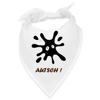 schwarzer Fleck mit Augen - Autsch - Bandana - Weiß - Vorne