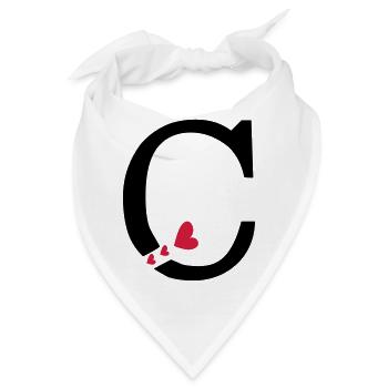 Großbuchstabe C mit Herzen - Bandana - Weiß - Vorne