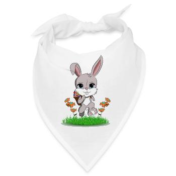 Osterhase mit Ostereier im Korb - Bandana - Weiß - Vorne