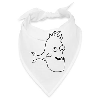 Stupid Crazy Comic Fish - Bandana - Weiß - Vorne