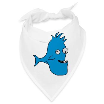Stupid Crazy Comic Fish - Bandana - Weiß - Vorne
