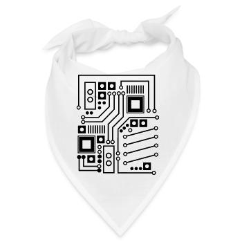 Platine Platinenmuster CPU Computer Shirt Geschenk - Bandana - Weiß - Vorne