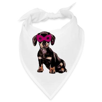 Dackel Fasching - Bandana - Weiß - Vorne