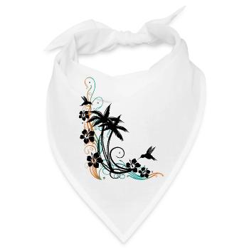 Palmen Hibiskus Kolibri Sommer - Bandana - Weiß - Vorne