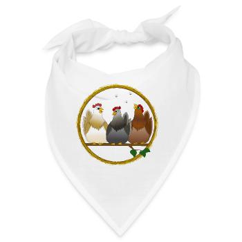 Huehner Hühner Huhn Hahn Kücken Vogel Ei Ostern - Bandana - Weiß - Vorne