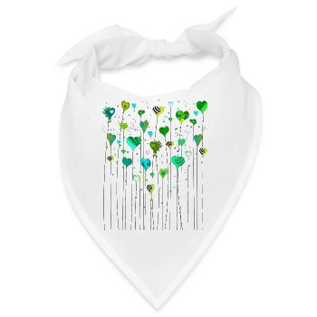 Herzen auf Stiel grüne Herzen herzlichen Dank - Bandana - Weiß - Vorne