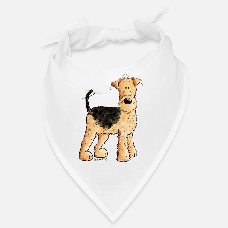 Happy Airedale Terrier I Hunde Comic Bandana