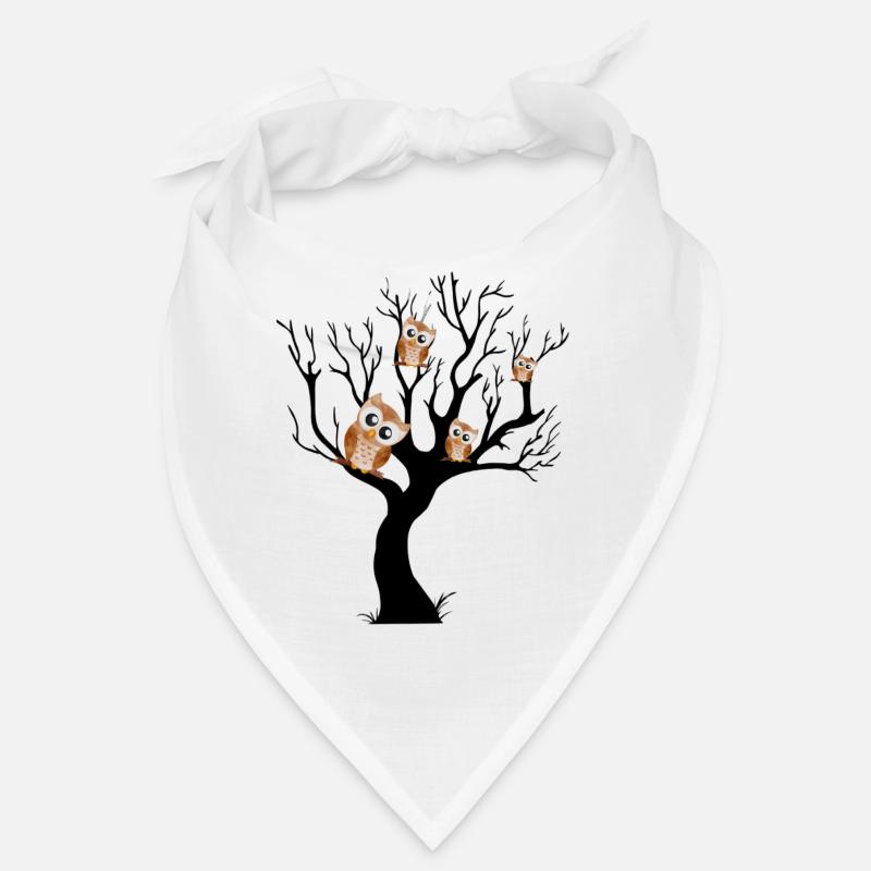 Owl night owl on tree - Bandana - white