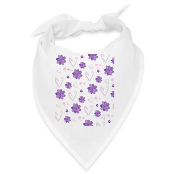 Herz Blumen lila rosa Muster für Mädchen - Bandana - Weiß - Vorne